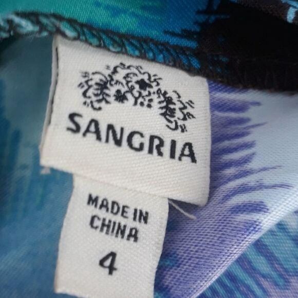 Mod Apron Watercolor Abstract Polka Dot Sleeveless Midi Dress Blue Green Sz 4 - Picture 3 of 11